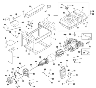 Main Unit Diagram and Parts List for 030742-00  Briggs and Stratton Generator